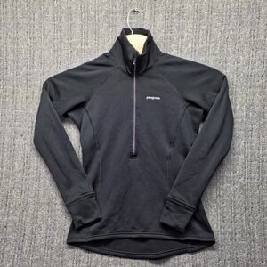 Patagonia Women's M Stretch Velocity 1/2 Zip Pullover Black Polartec Fleece F08